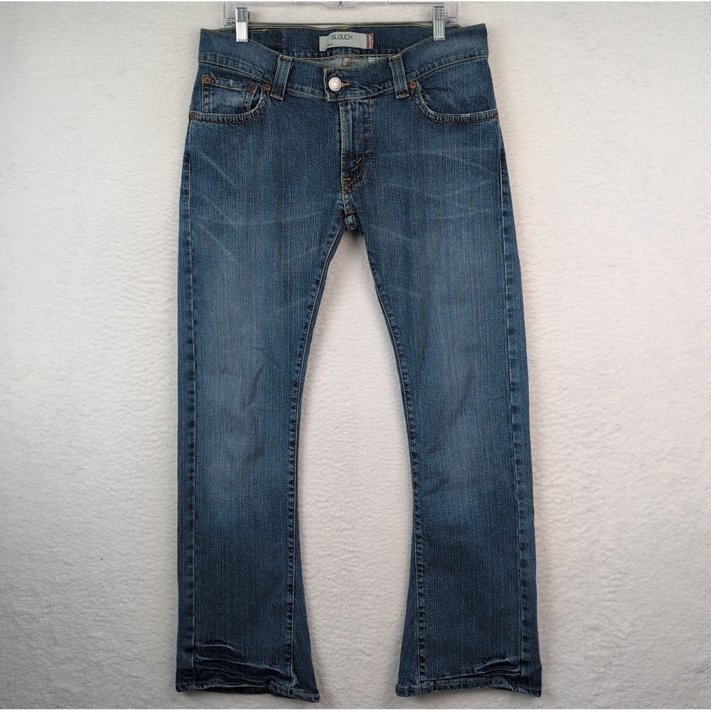 Vtg Levis 504 Slouch Jeans Womens 11M Blue Y2K Bootcut Flap Pocket Medium Wash